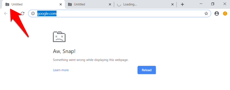 Chrome crashed tab